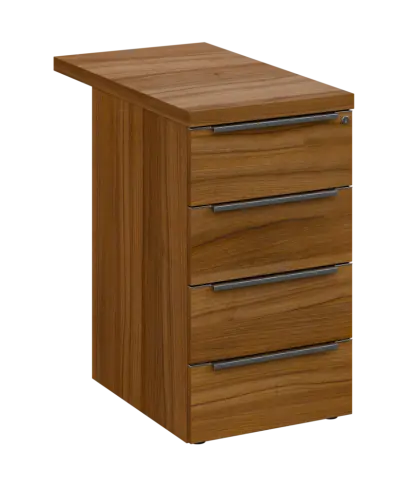 SIKC - 81 kontejner přístavný, 4-zásuvkový, deska 36 mm, centrální zámek, ořech světlý